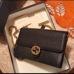 Gucci Black Calfskin Interlocking Crossbody bag